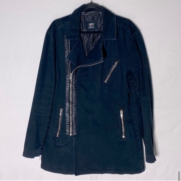 Urban Black Canvas Zip Up Pea Coat L - Picture 14 of 14